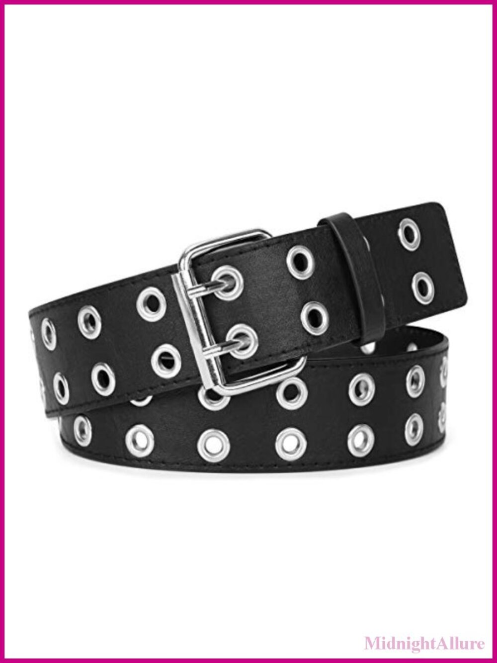 Double Grommet PU Leather Punk Belt 1.5" Wide Adjustable